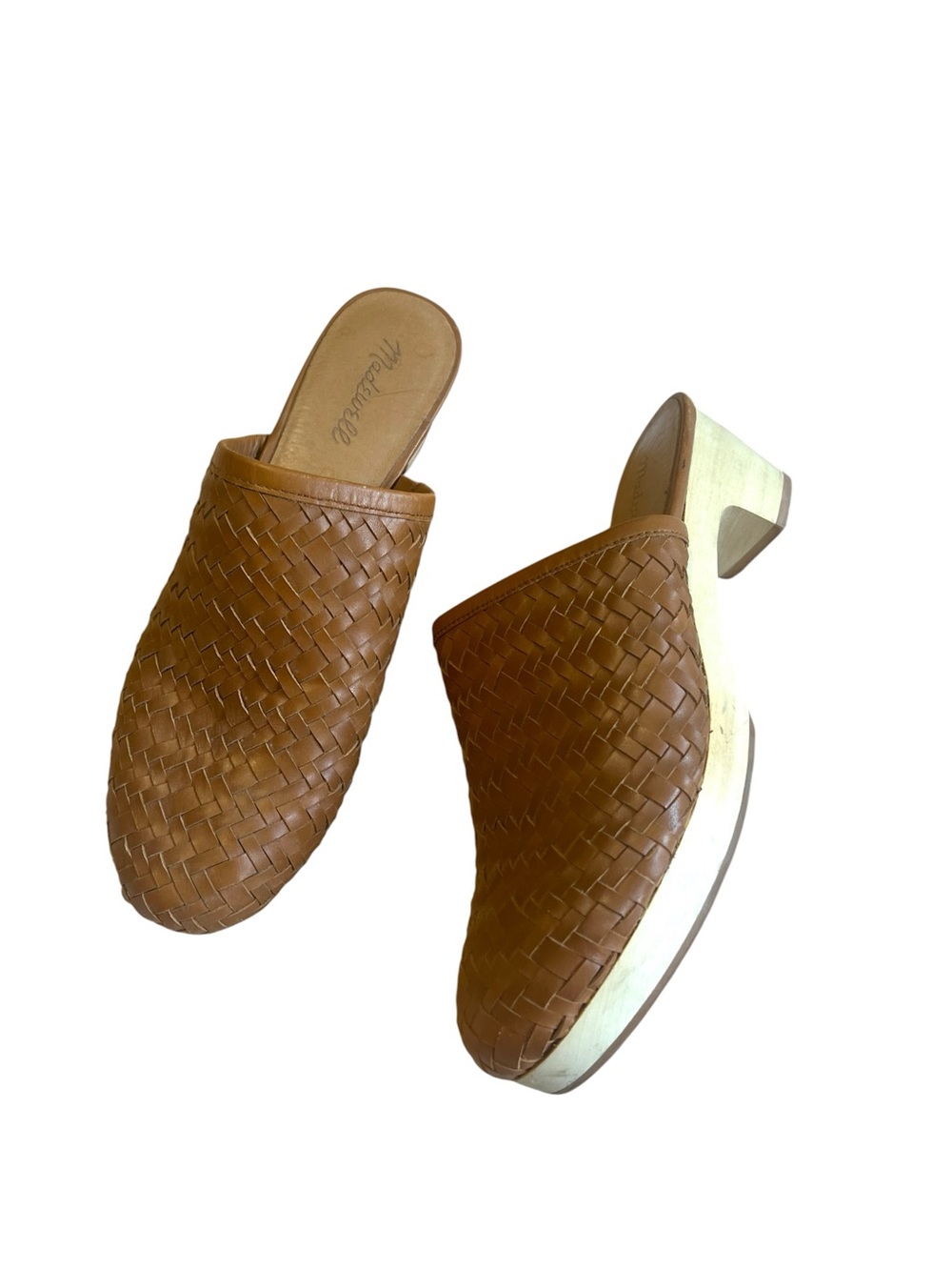 Madewell Brown Woven Leather Mule Heels 9.5